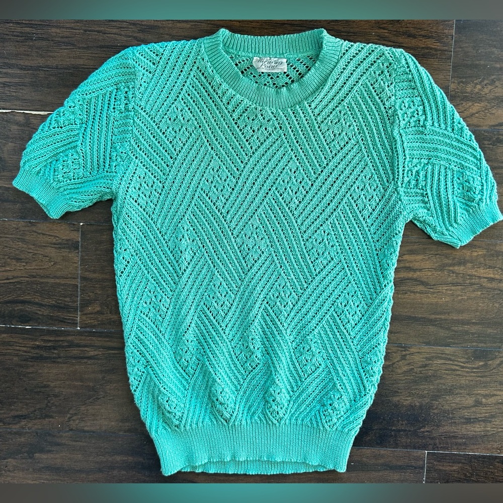 80’s Green Knit Short Sleeve Sweater
